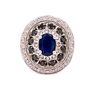 14k Sapphire Diamond Round Ring