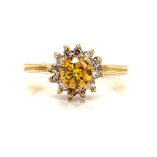 14k Yellow Sapphire Diamond Ring