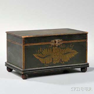 Green-painted and Gilt Stencil-decorated Rectangular Box
