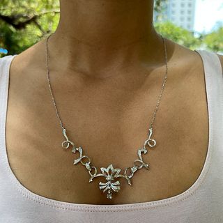 Retro Platinum Diamond Necklace