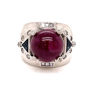 18k Ruby Sapphire Diamond Ring