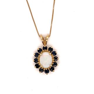 14k Opal Sapphire Pendant