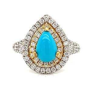 18k Turquoise Diamond Ring Â 