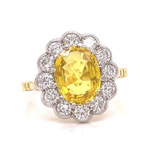 18k Diamond Yellow Sapphire Rosetta Ring