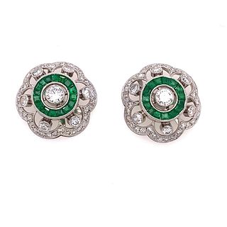 Diamond Emerald Stud Target Earrings