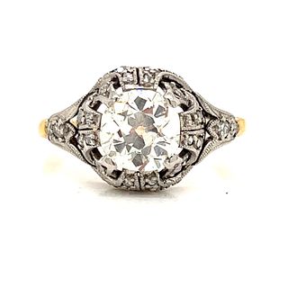 Art Deco 18k & Platinum Diamond Engagement RingÂ 