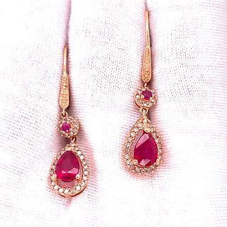 14K Diamond Ruby Earrings