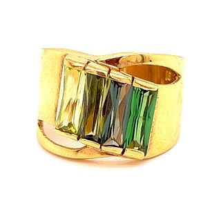 18k Multi Color Tourmaline Ring