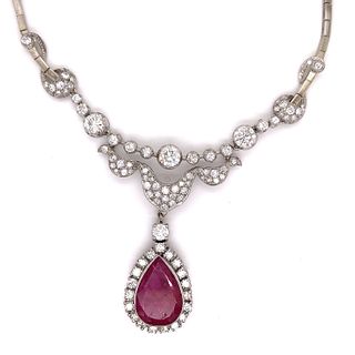 18k Diamond Ruby Necklace Â 