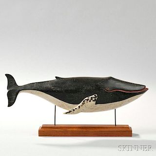 Carved and Painted Wooden Humpback Whale Plaque