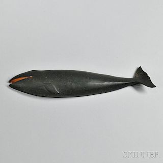 Carved and Painted Wooden Grey Whale Plaque