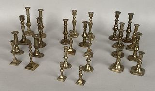 Estate Group 13 Pairs Miniature Brass Candlesticks