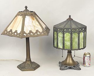Two Slag Glass Lamps