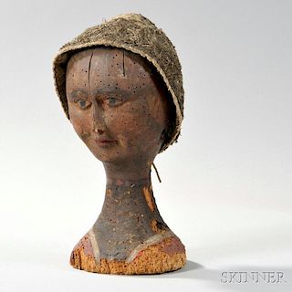 Carved and Paint-decorated Milliner's Head