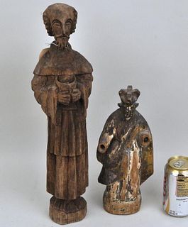 Two Carved Wood Santos Figures