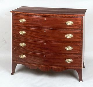 Portsmouth Hepplewhite Inlaid Bow Front Chest