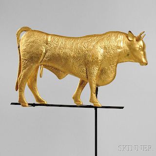 Large Molded Gilt Copper Bull Weathervane