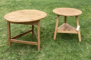 Two English Pine Round Cricket Tables