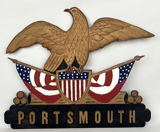 Folk Art Carved Eagle/Banner, Portsmouth NH