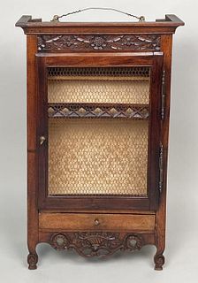 French Provincial Walnut Hanging Cabinet