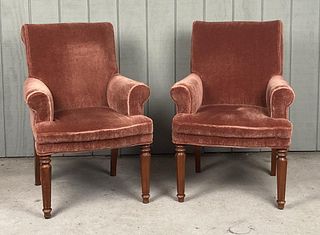 Pair Late Regency Upholstered Easy Chairs