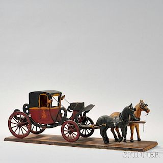 Paint-decorated Coach Model with Two Horses