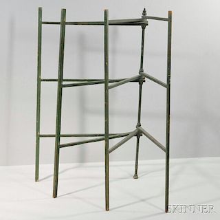 Green-painted Four-fold Quilt Rack
