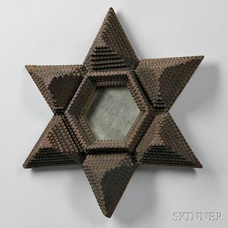 Carved Tramp Art Six-pointed Star Frame