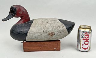Signed, Carved & Painted Wood Duck Decoy on Stand