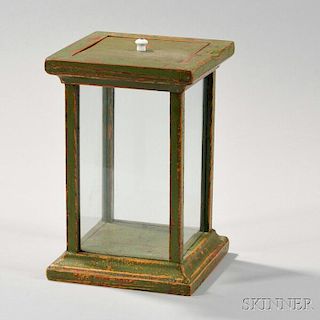Small Green-painted Countertop Display Case