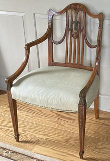George III Paint Decorated Satinwood Arm Chair