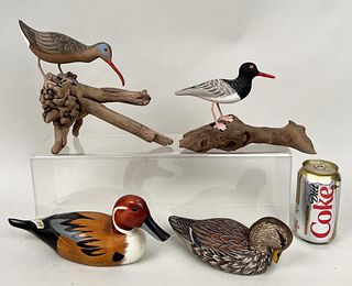 Group Carved & Painted Wooden Shore Birds/Decoys