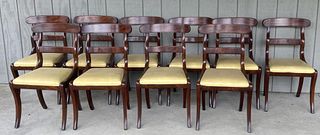 Set Ten Federal Mahogany Sabre Leg Dining Chairs