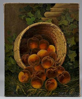 American School, 19th Century      Still Life with Overturned Basket of Peaches