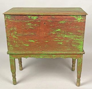Southwest Style Green Painted Chest/Stand