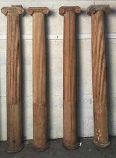 Four Carved/Fluted Wood Architectural Columns