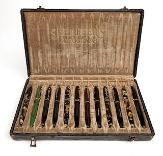 A group of 12 resin fountain pens, Sheaffer's