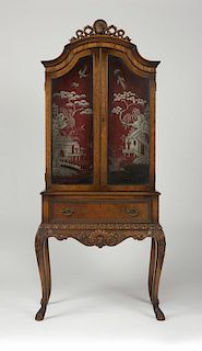 An English painted Chinoiserie china cabinet