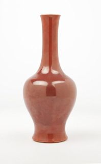 A Chinese monochrome coral red vase