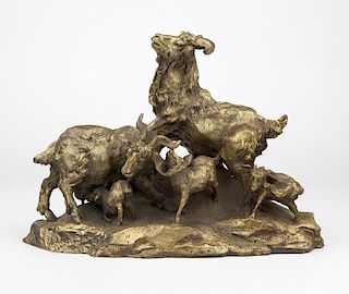 A Chinese gilt bronze sculpture of rams
