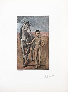 PABLO PICASSO (Málaga, España, 1881 - Moulins, Francia, 1973), Boy leading a horse, 1905, Firma espúria. Reproducción litográfica