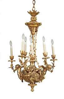A French gilt-bronze ceiling fixture