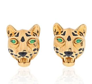 CARTIER 18K GOLD PANTHERE FACES CLIP ON EARRINGS