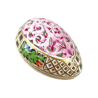 Herend Hungarian Porcelain Egg Form Floral Box