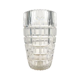 Heavy Geometric Cut Clear Crystal 11.25" Vase