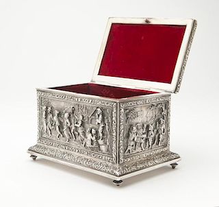 A French silvered bronze casket