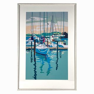 Palm Beach Paper Collage Sail Boat Harbor
