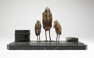 A Vienna bronze desk set