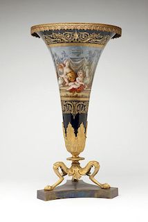 A Sevres-style gilt bronze-mounted porcelain vase