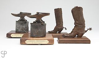 Four Western bronzes, Carol Owens and Bill Owen